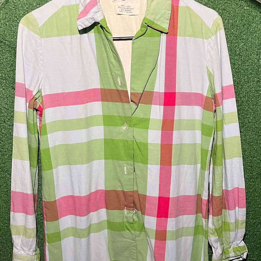 Boussac Green/White Floral Stripe Cotton Dress